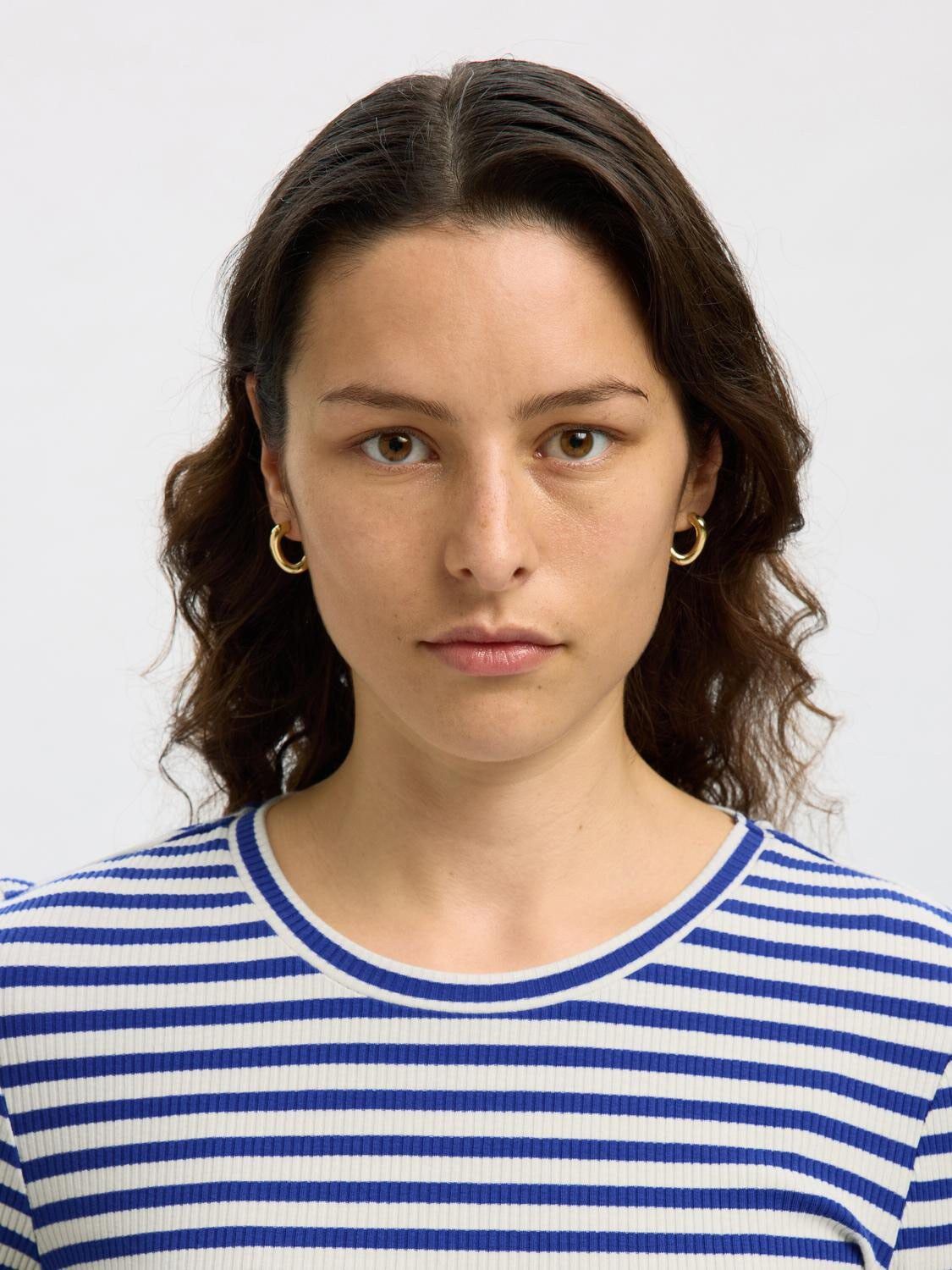 SLFANNA LS CREW NECK TEE STR NOOS