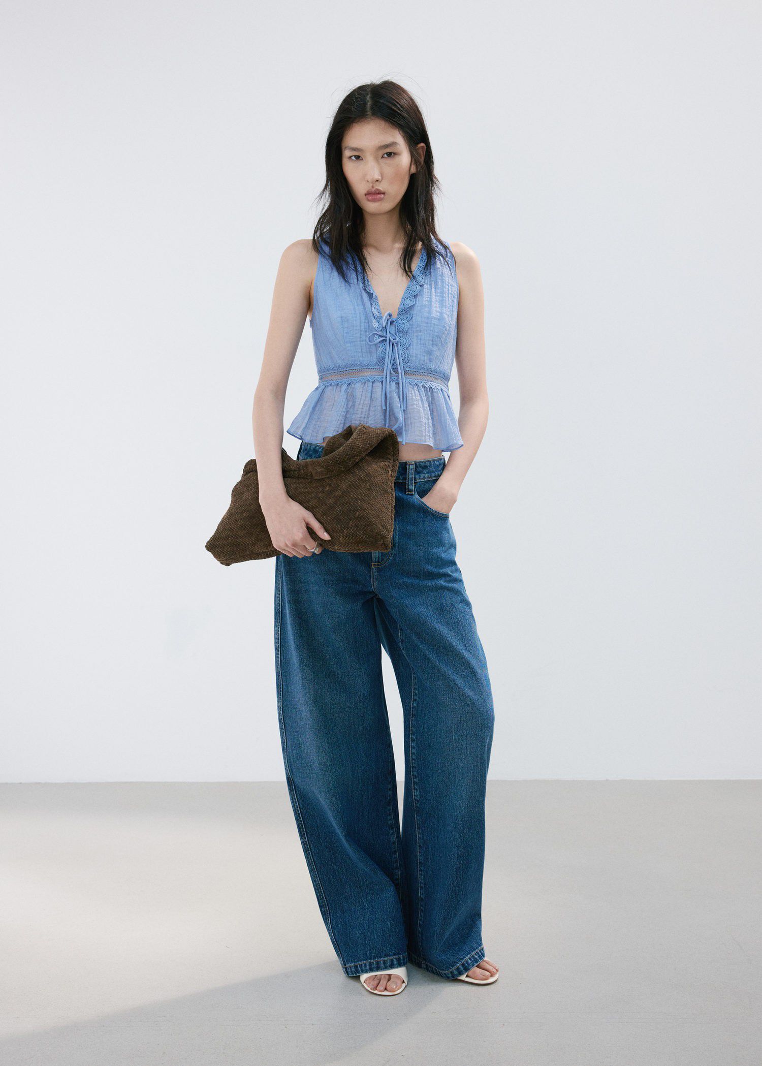 Lyocell top with contrasting trim