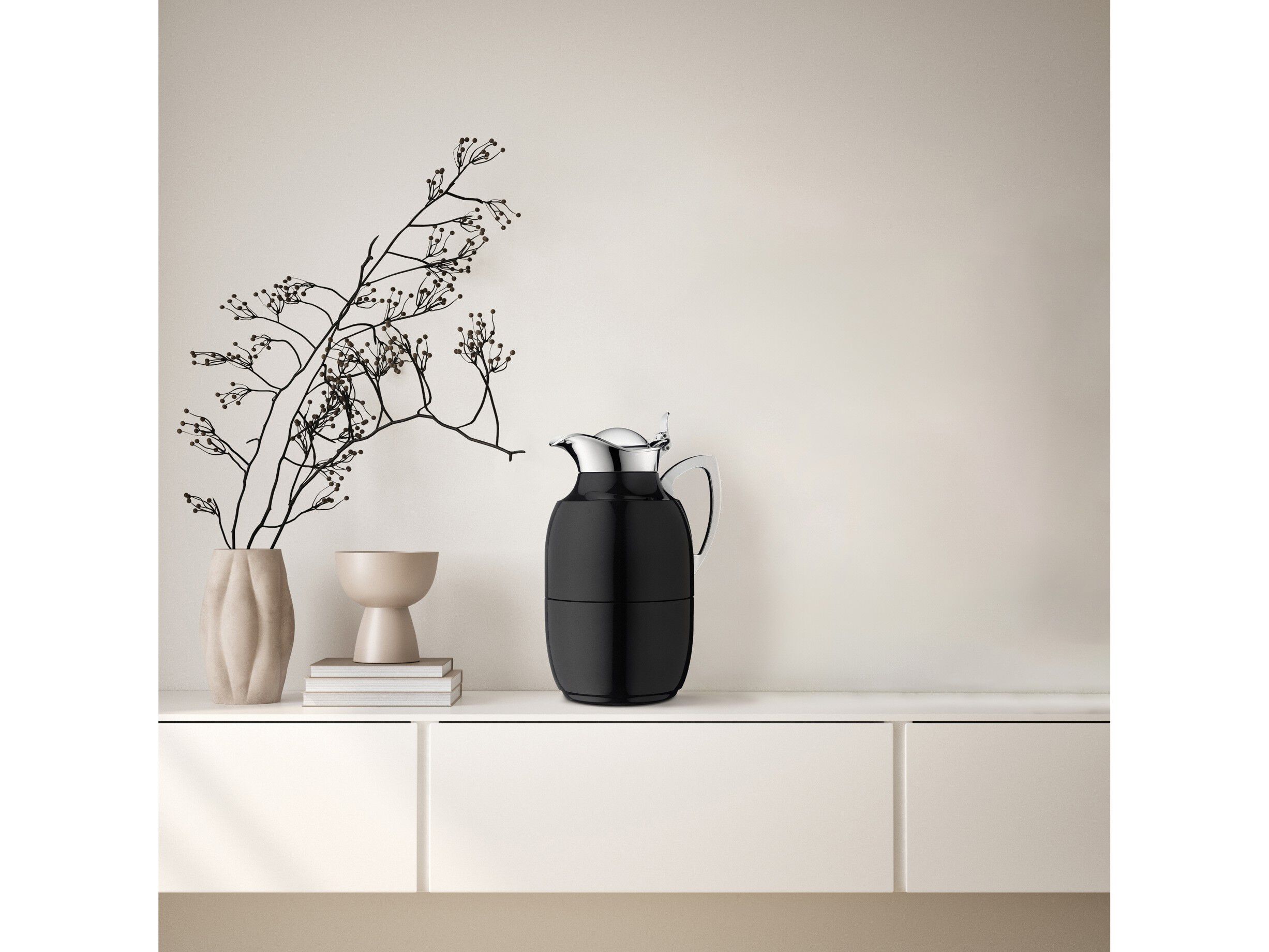 Termokande Juwel 1 liter Blank sort Rustfrit st&aring;l