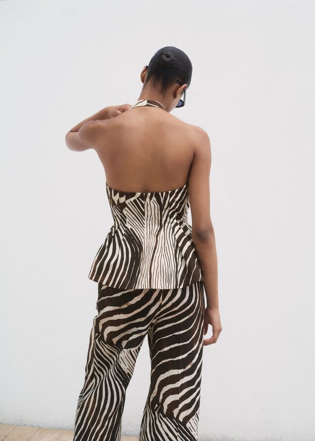 Zebra print linen vest