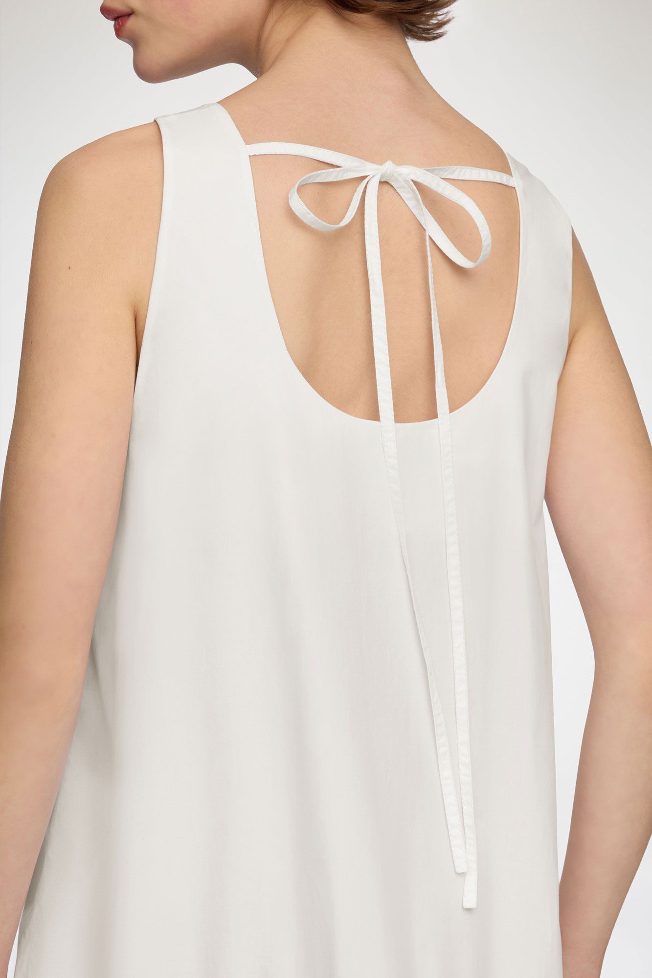 Cotton Poplin U-neck Mini Dress