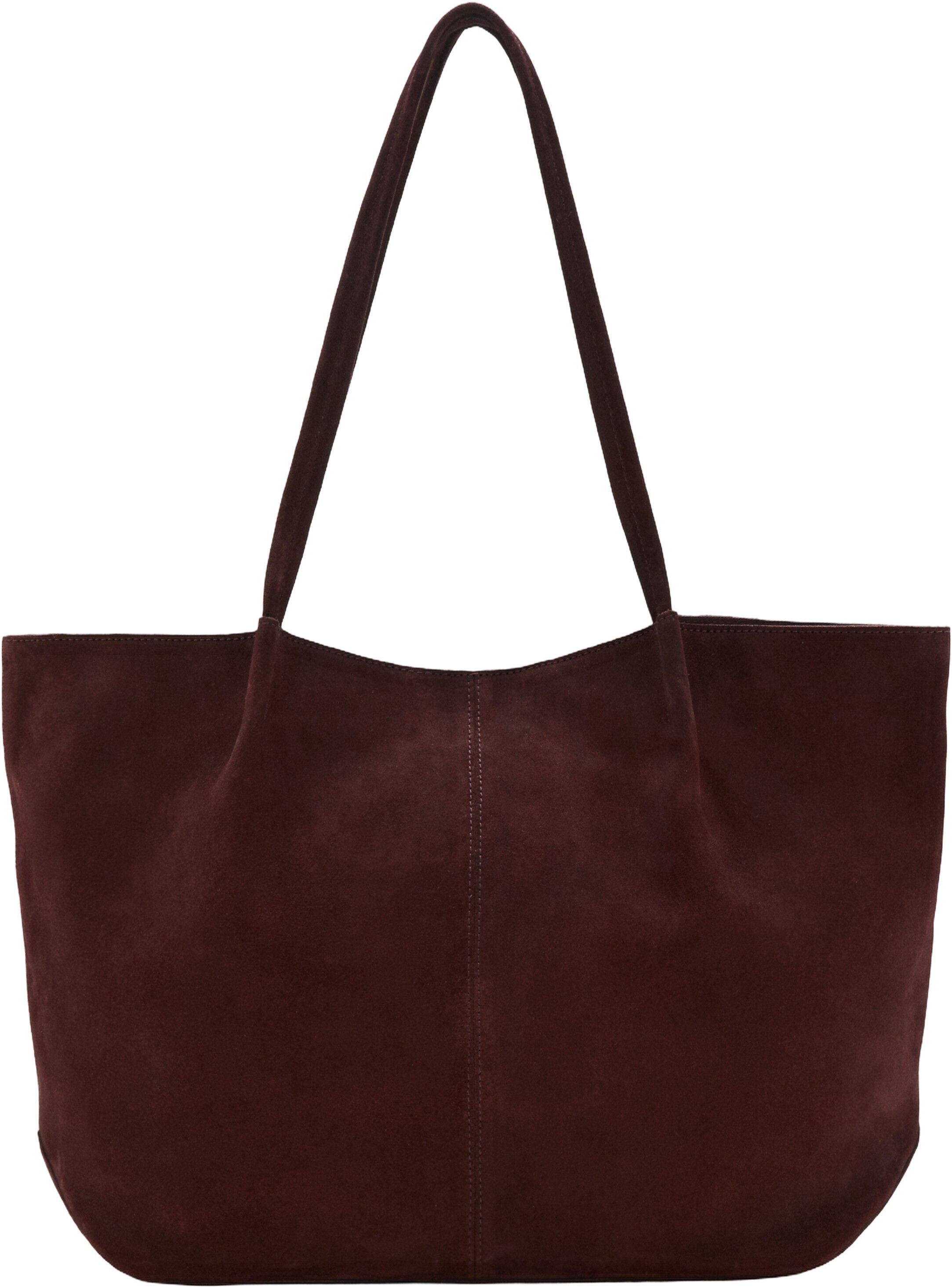 Suede leather shopper bag