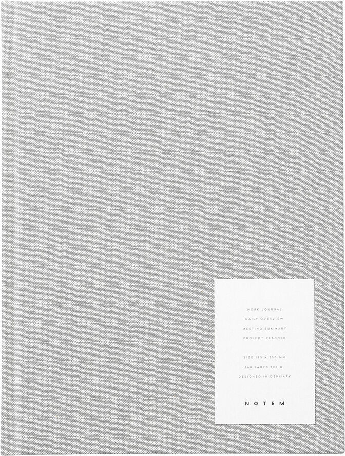 Business Notesbog med dagsplan og mødereferat, lys grå