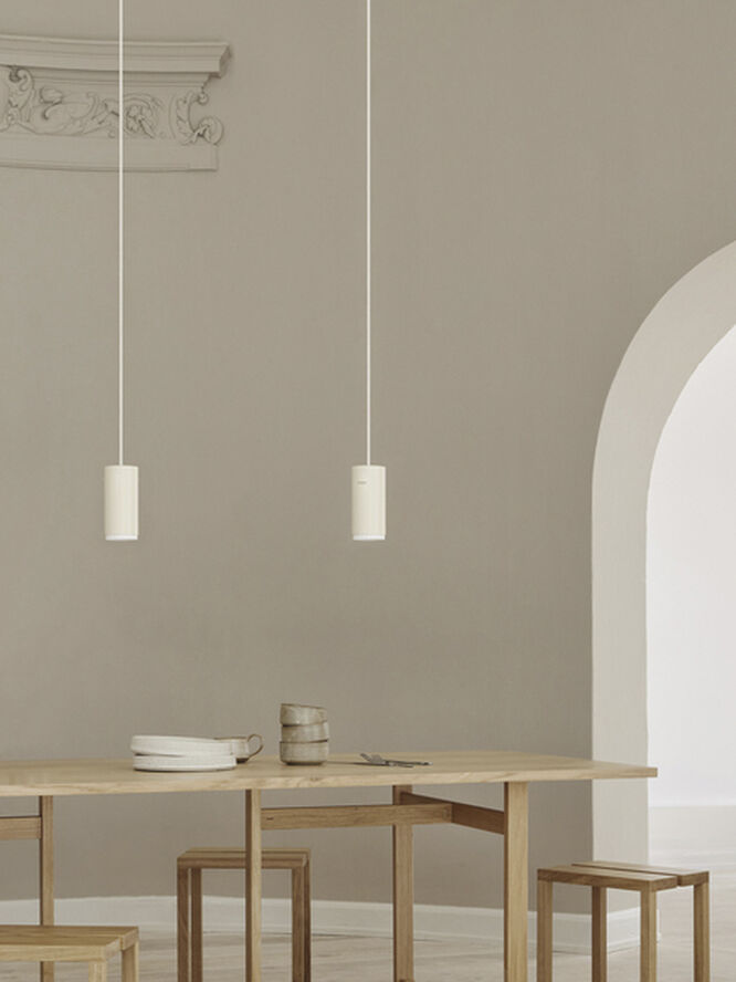 Tube Pendant, Beige, Large