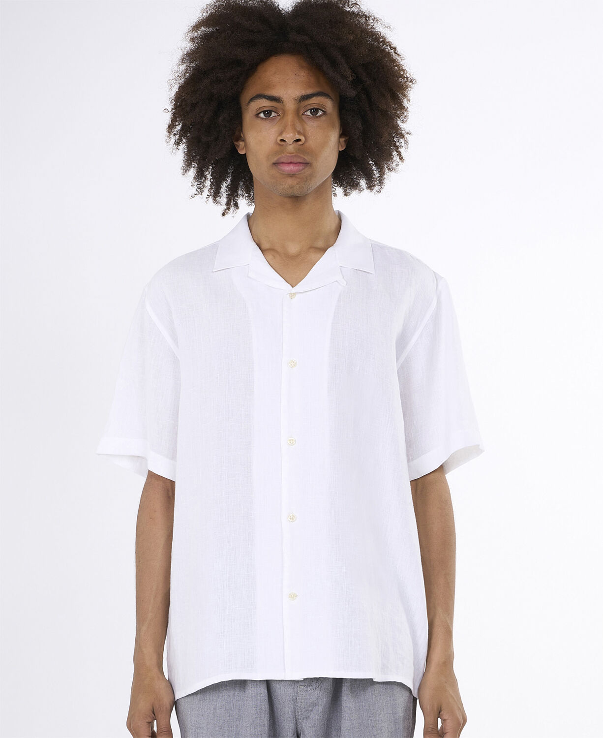 Box fit short sleeved linen shirt GOTS/Vegan