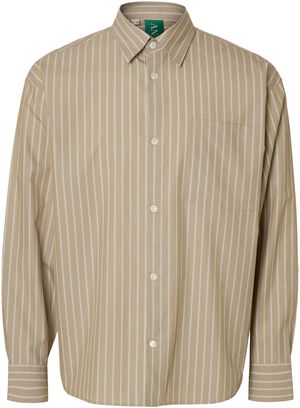 ANRVOLUND-POPLIN STRIPE MIX SHIRT L