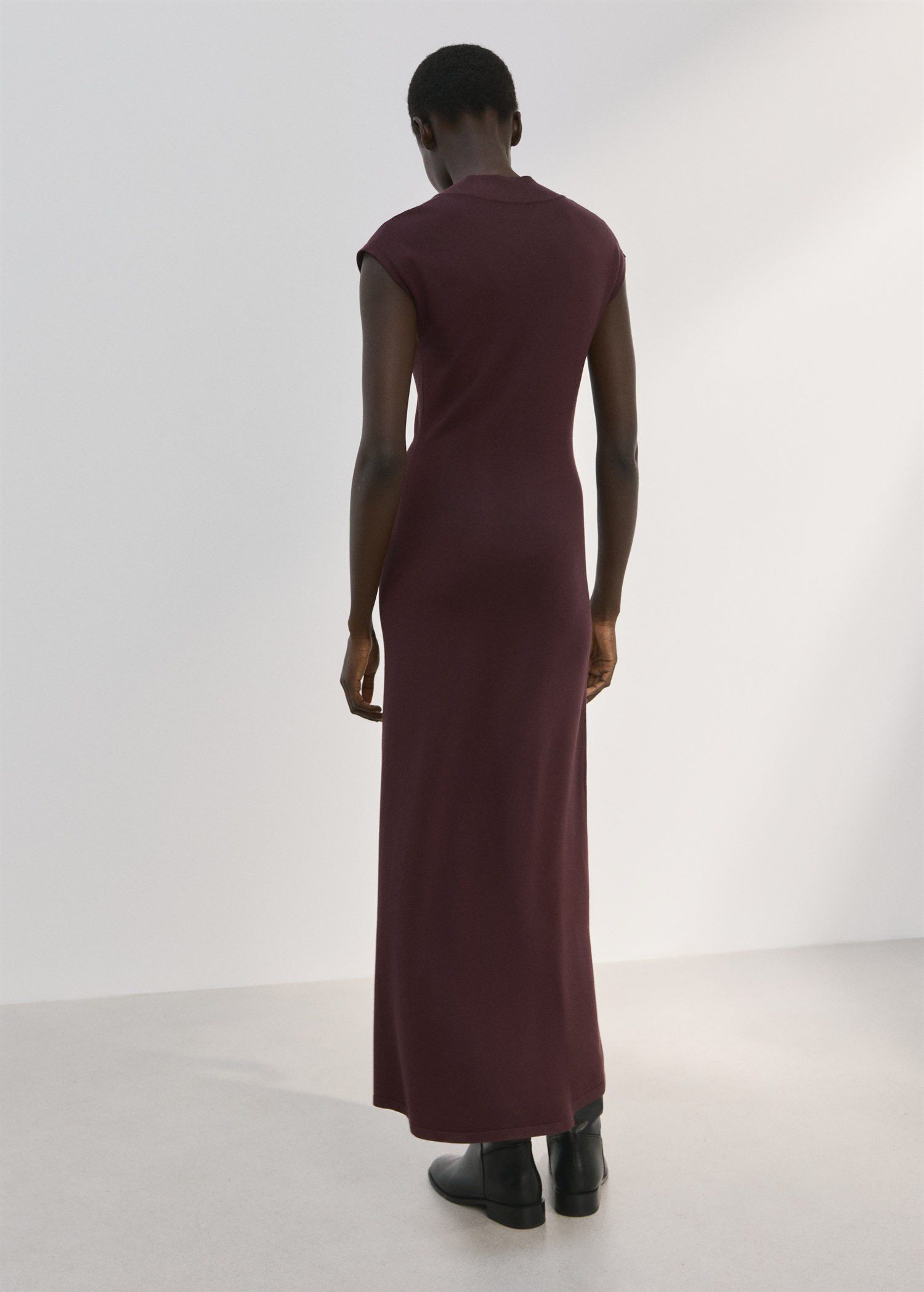 Perkins-neck knitted dress