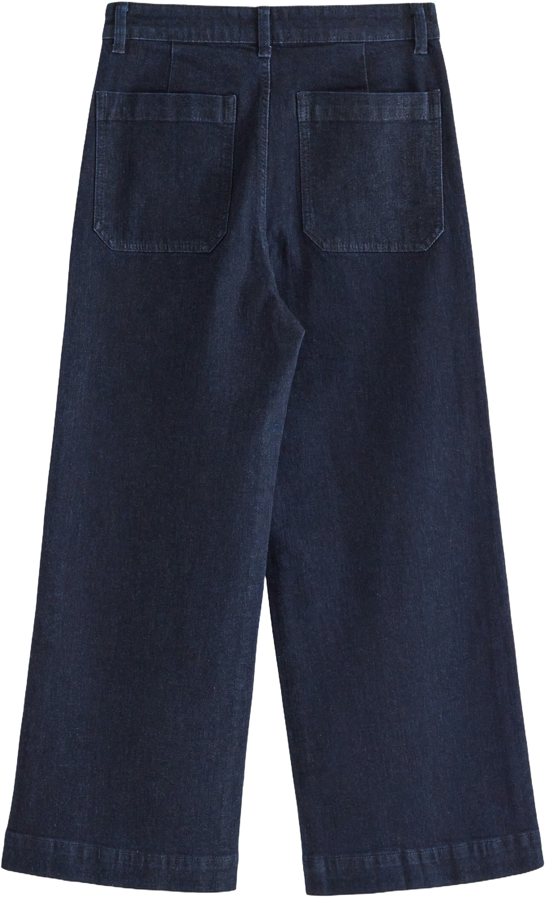 Jeans med h&oslash;y midje i bomullsdenim