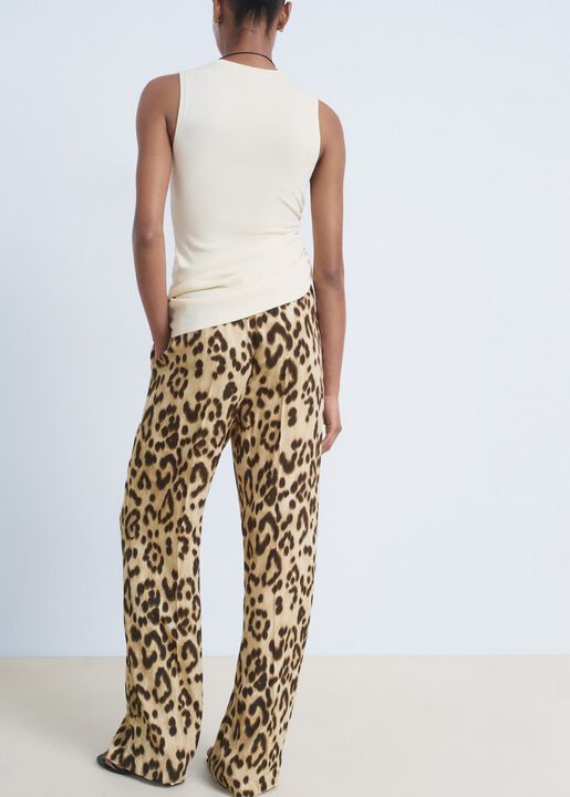 Fluid animal- print trousers