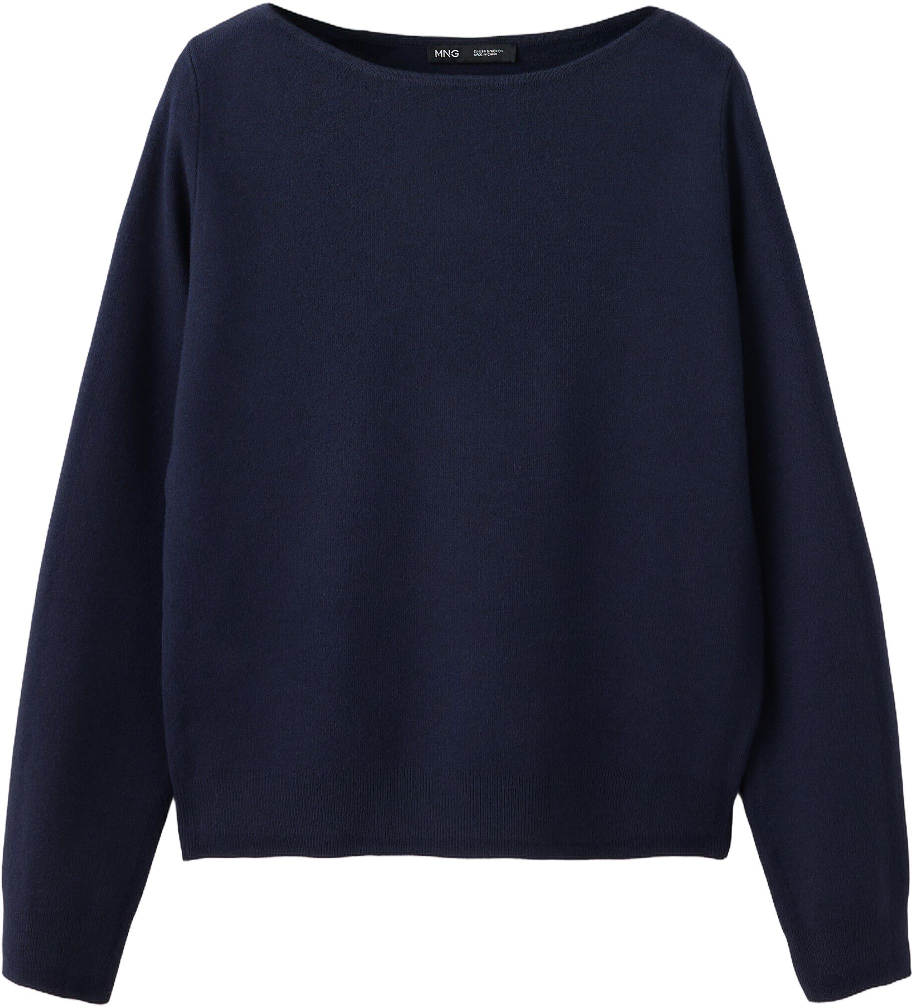 Fine-knit boat-neck sweater