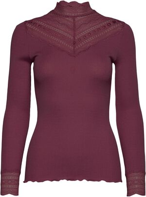 RWBenita Silk LS Lace T-neck T-shirt