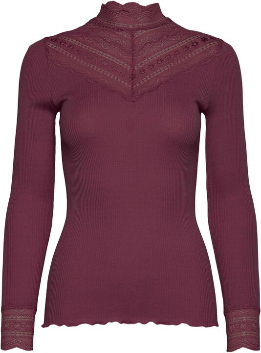 RWBenita Silk LS Lace T-neck T-shirt