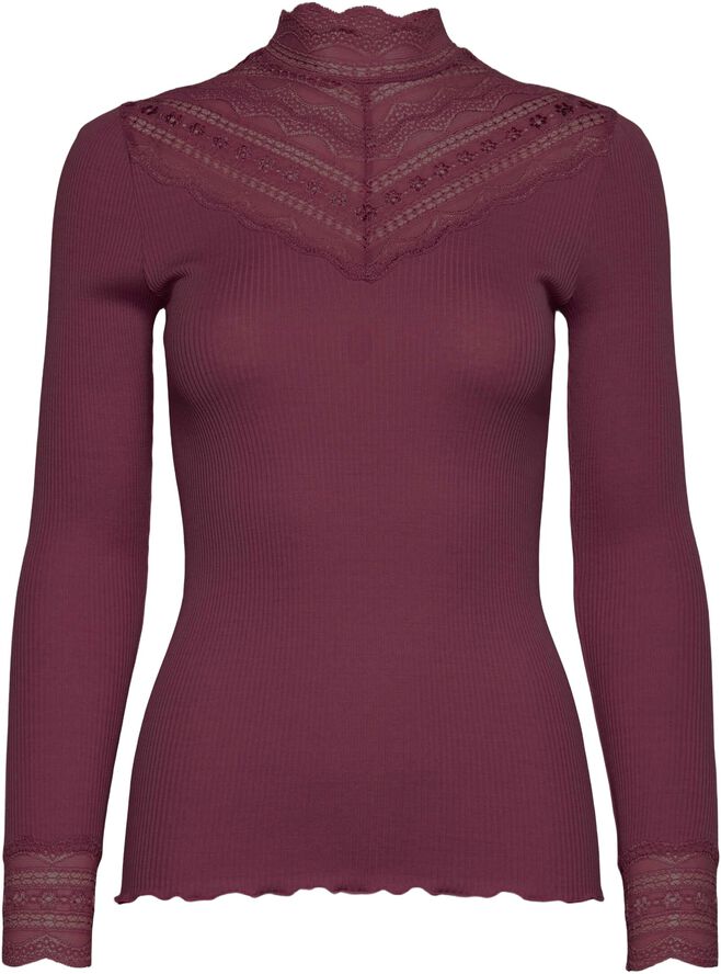 RWBenita Silk LS Lace T-neck T-shirt