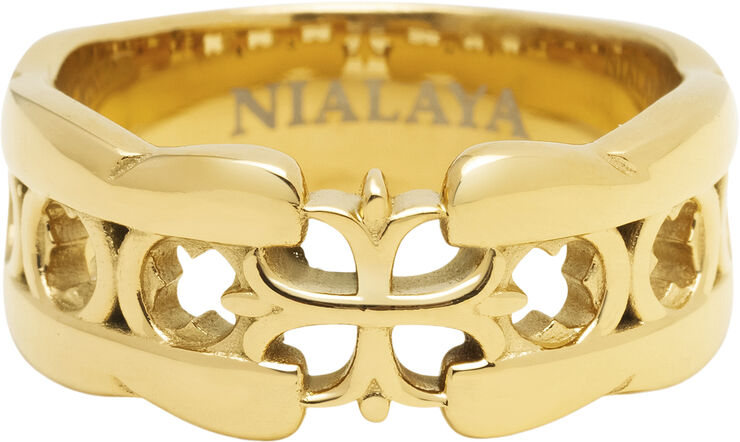 Men's Cross Band Ring with Gold Plating