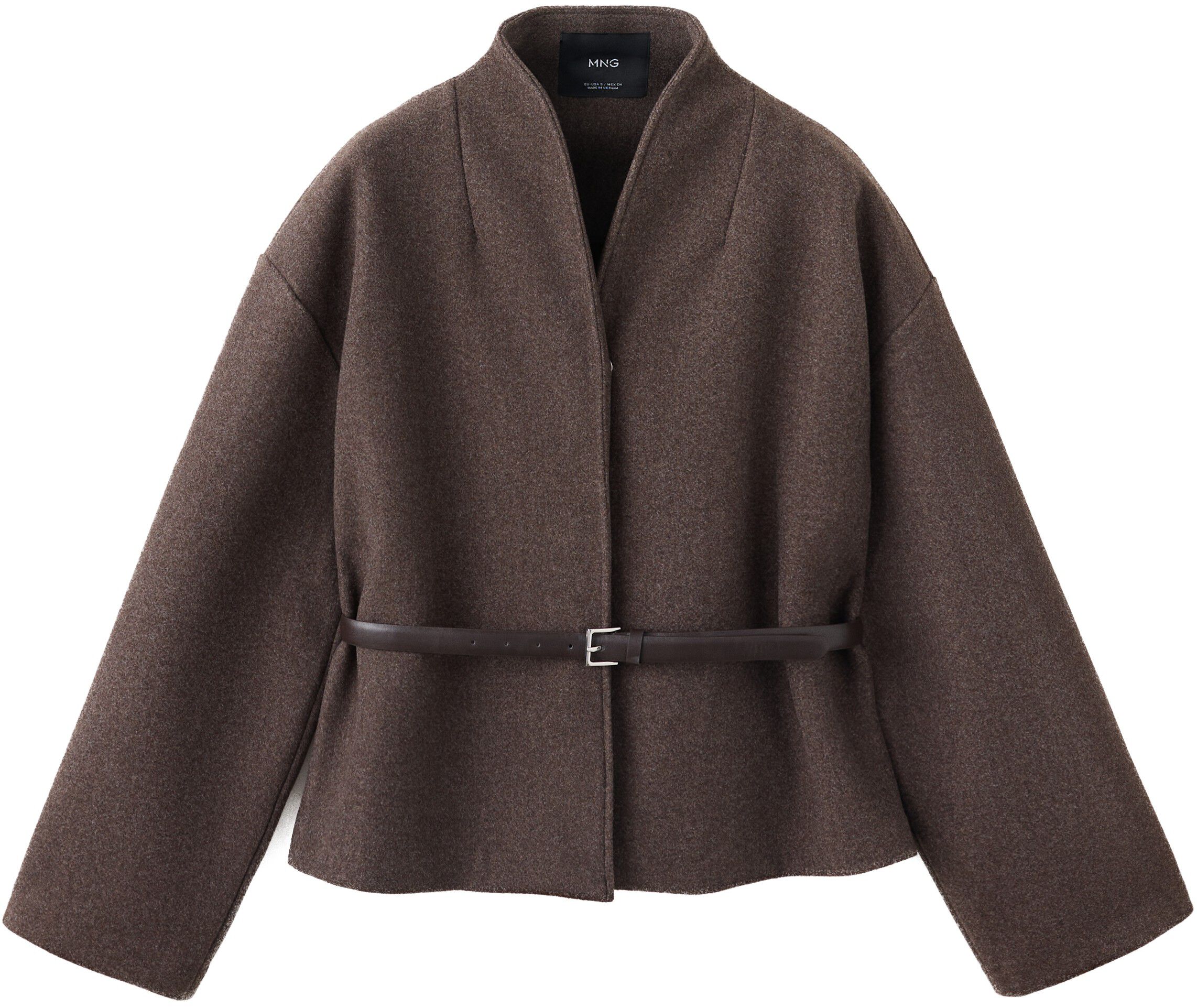 High neck belted jacket