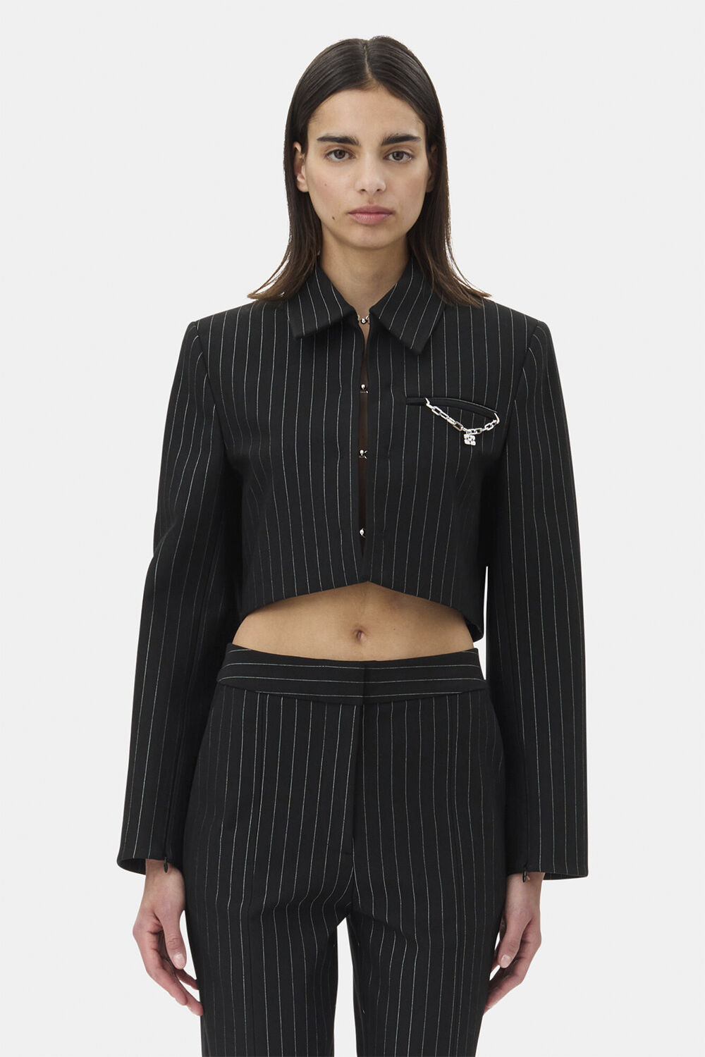 Compact Stripe Jersey Short Blazer