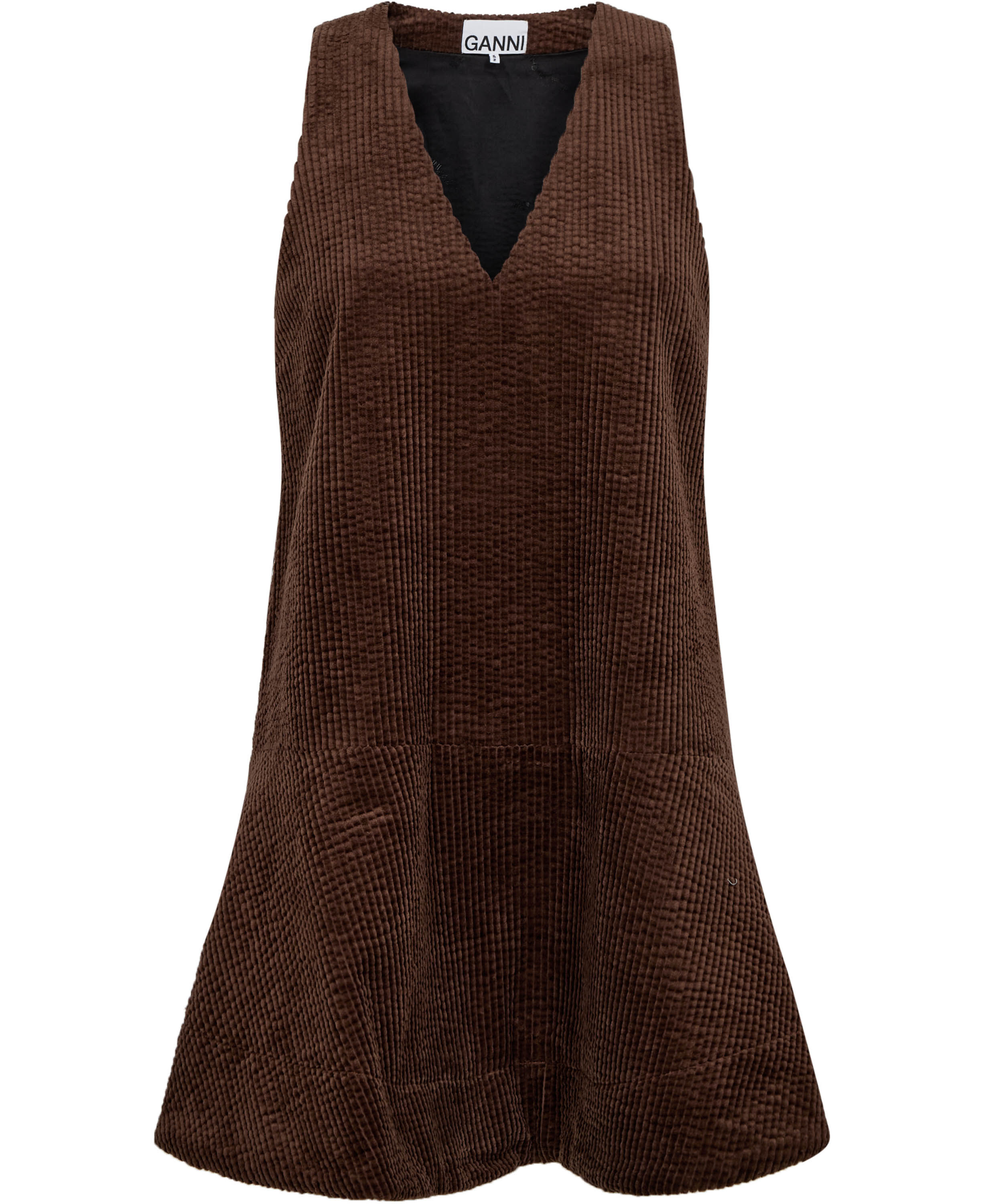 Seersucker Corduroy V-neck Mini Dre