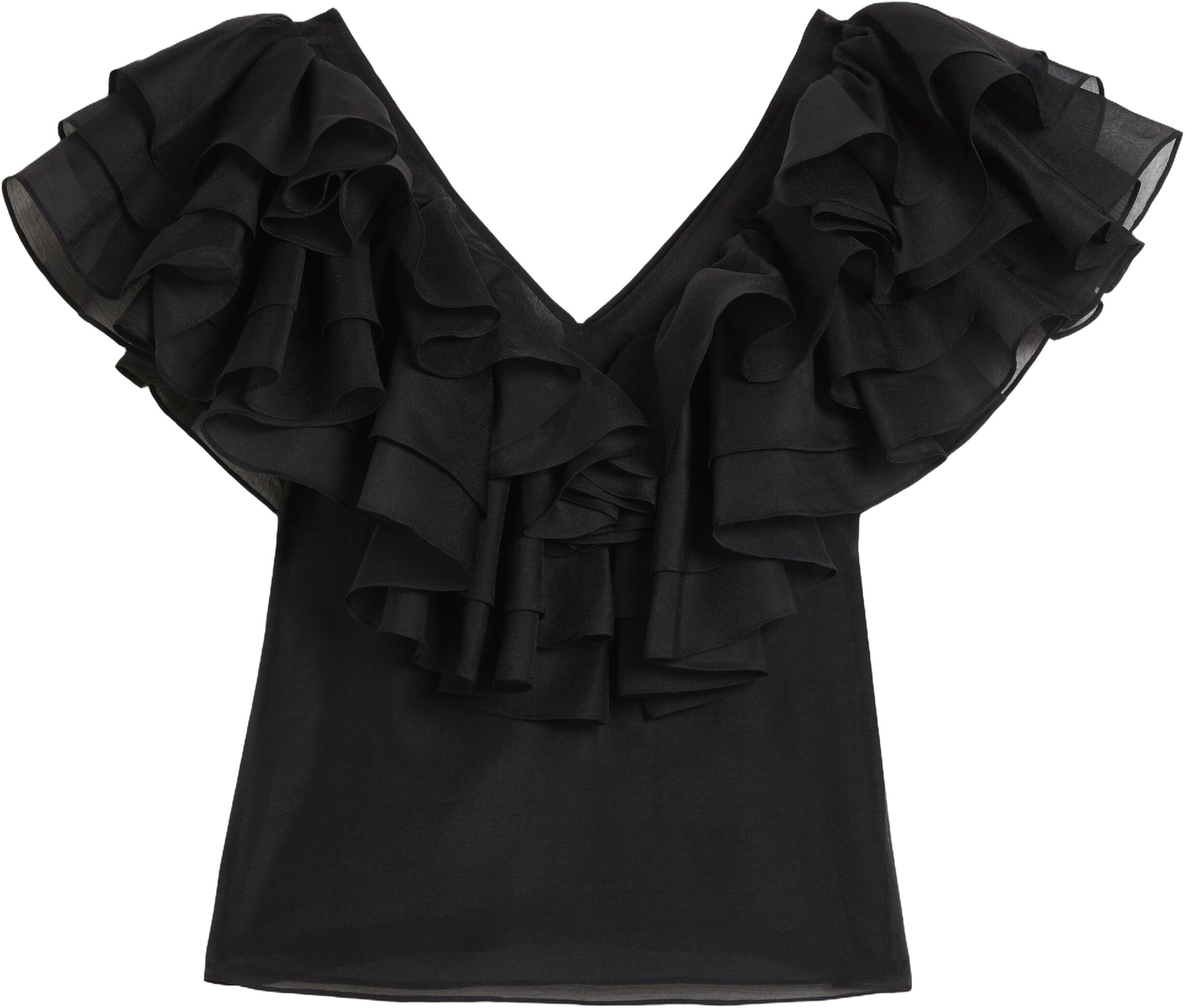 CALONDA Oversized Frill Sleeve V Ne