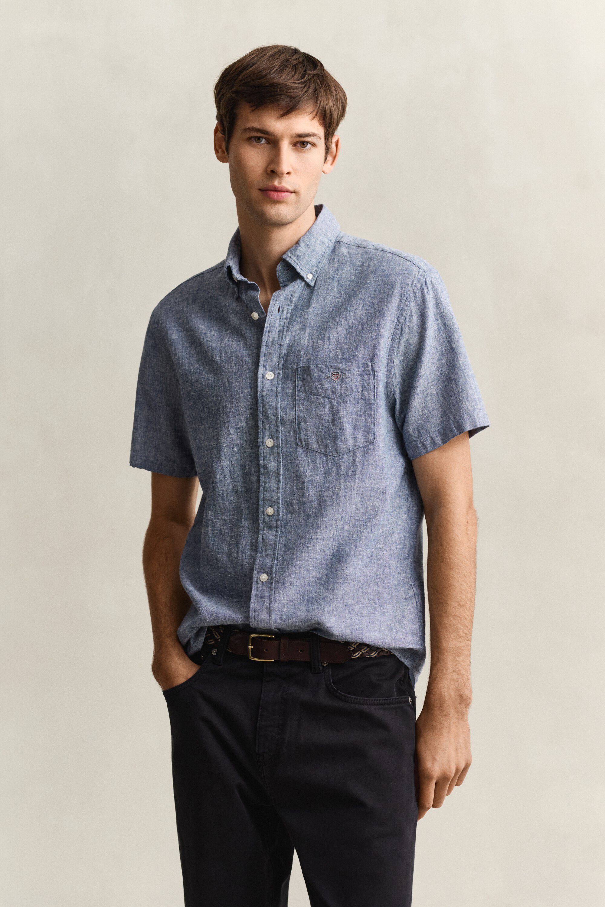 REG COTTON LINEN SS SHIRT