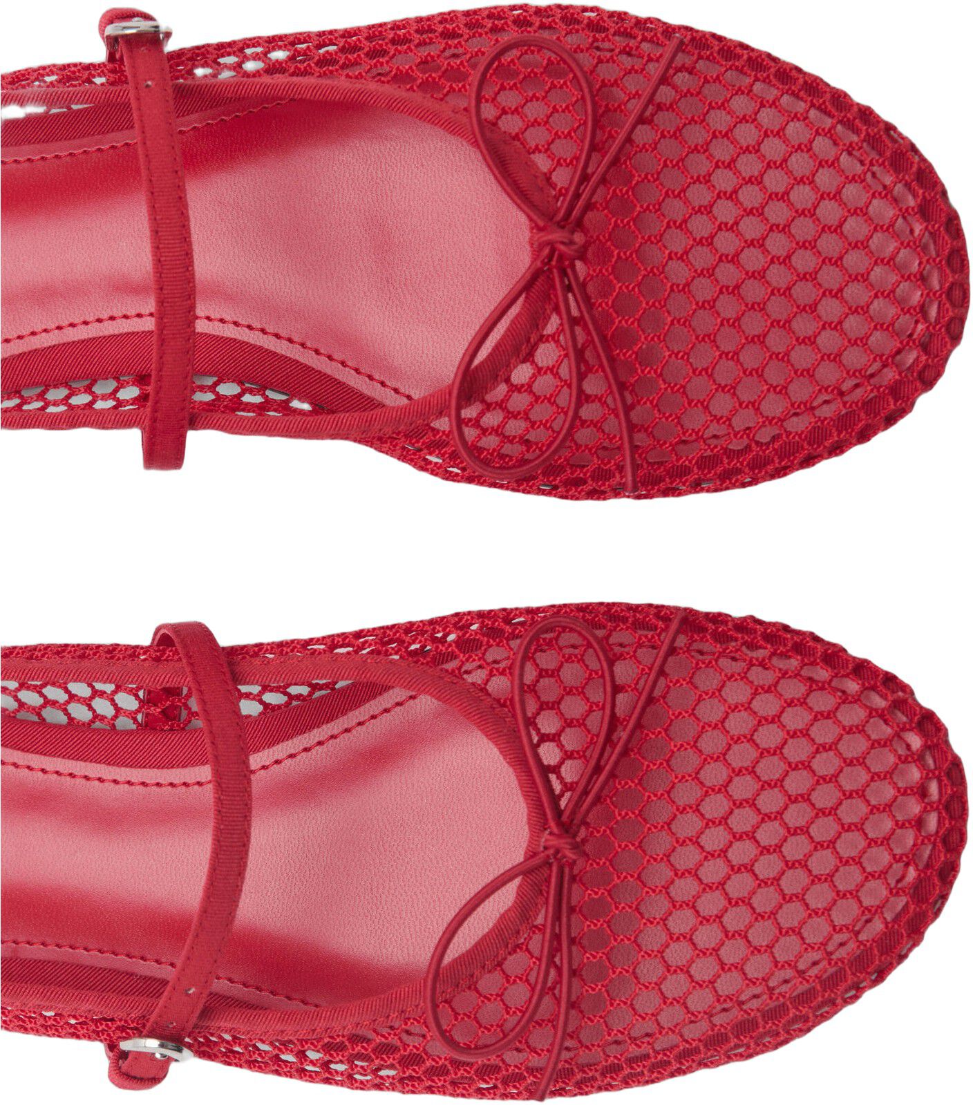 Mesh ballet flats with strap and bu