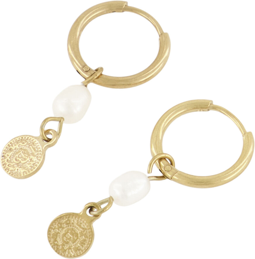 Earrings pearl and coin