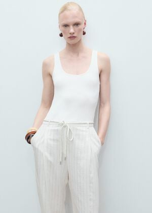 Striped combined knit jumpsuit