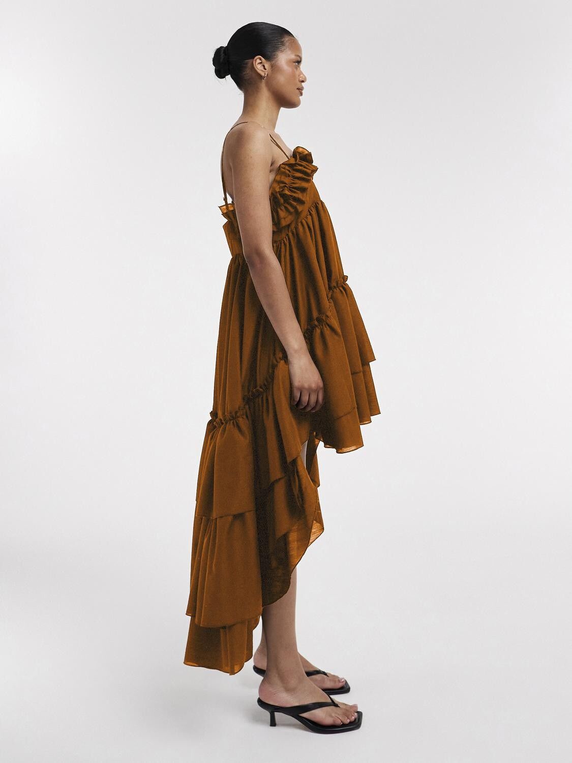 TSYVONNE SL FRILL MIDI DRESS WVN