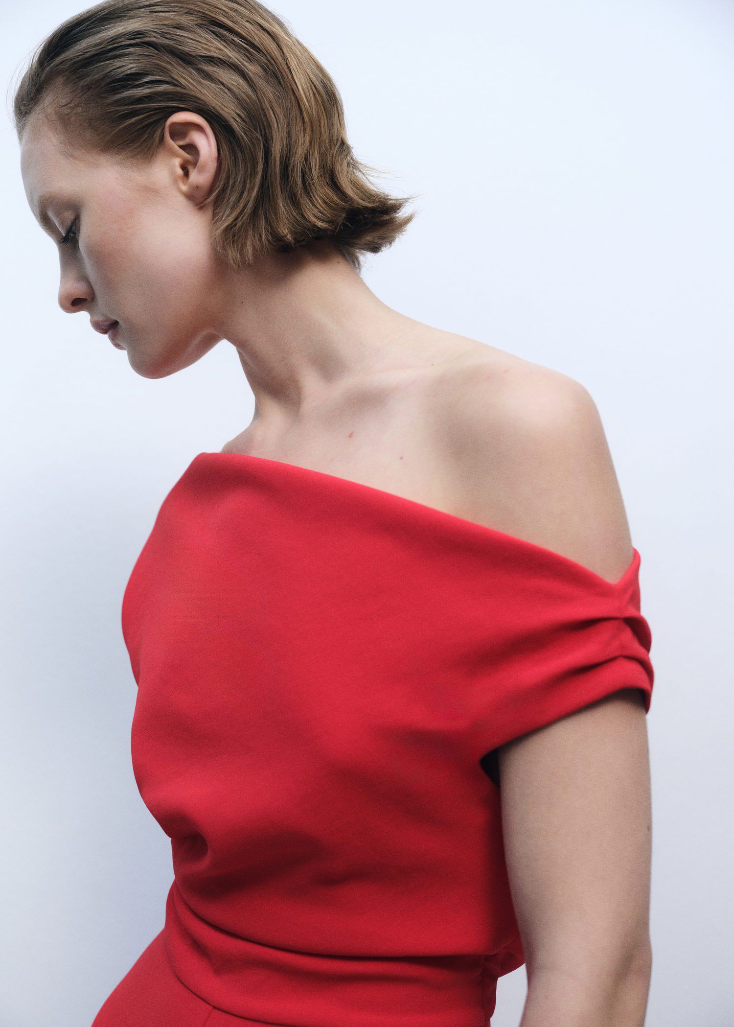 Long asymmetrical draped jumpsuit