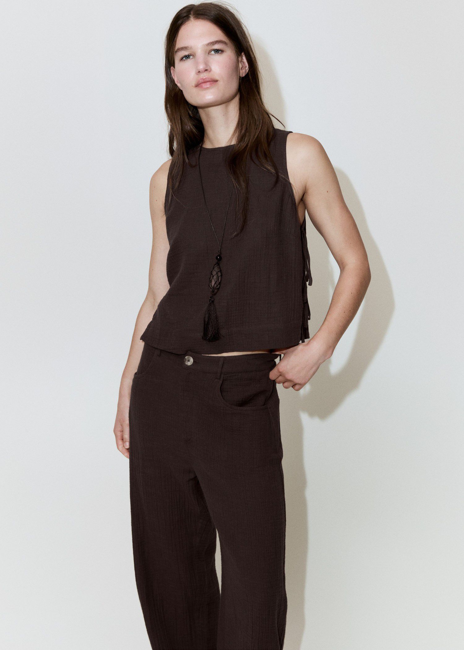 Balloon cotton trousers
