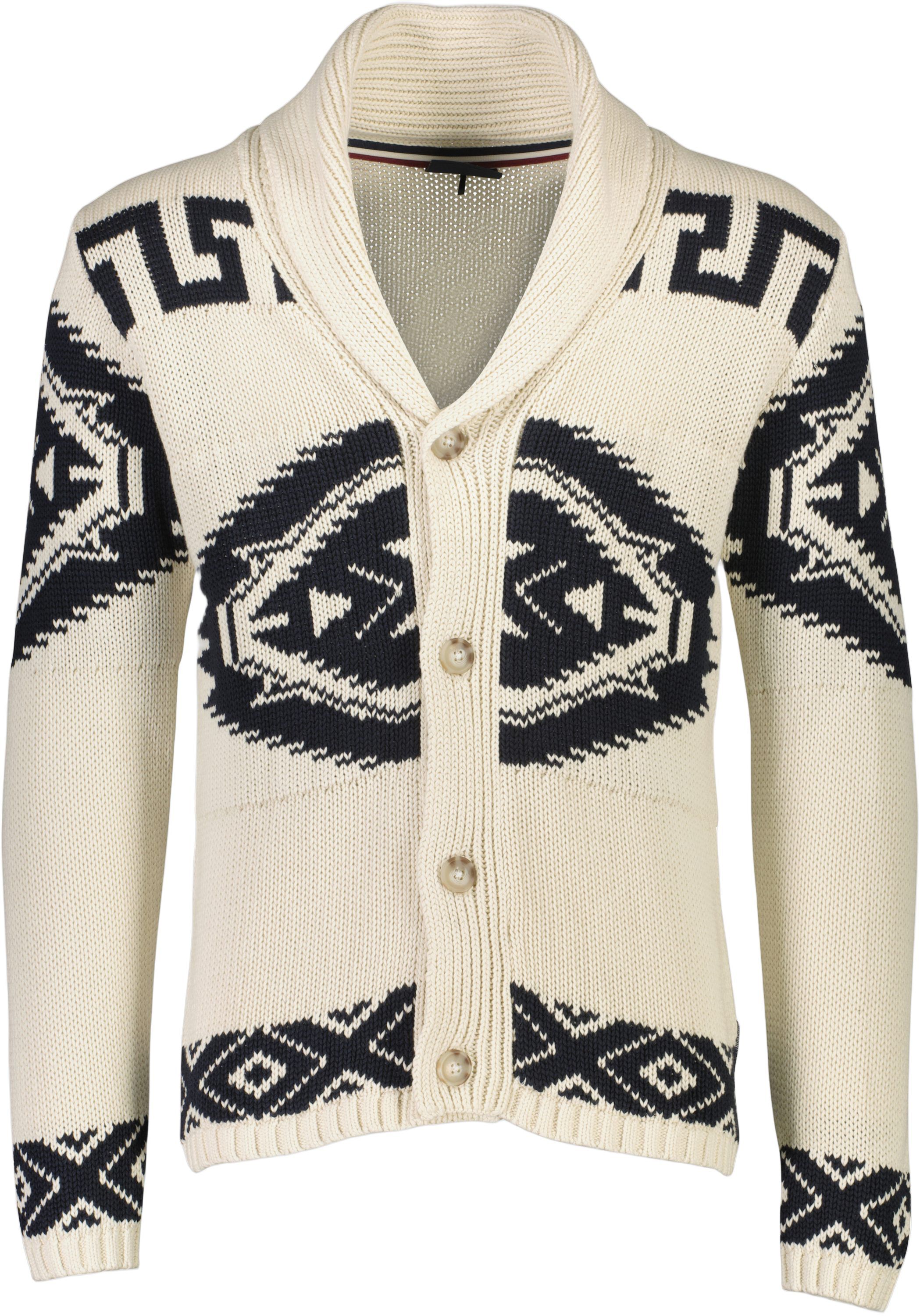 Shawl collar intarsia cardigan