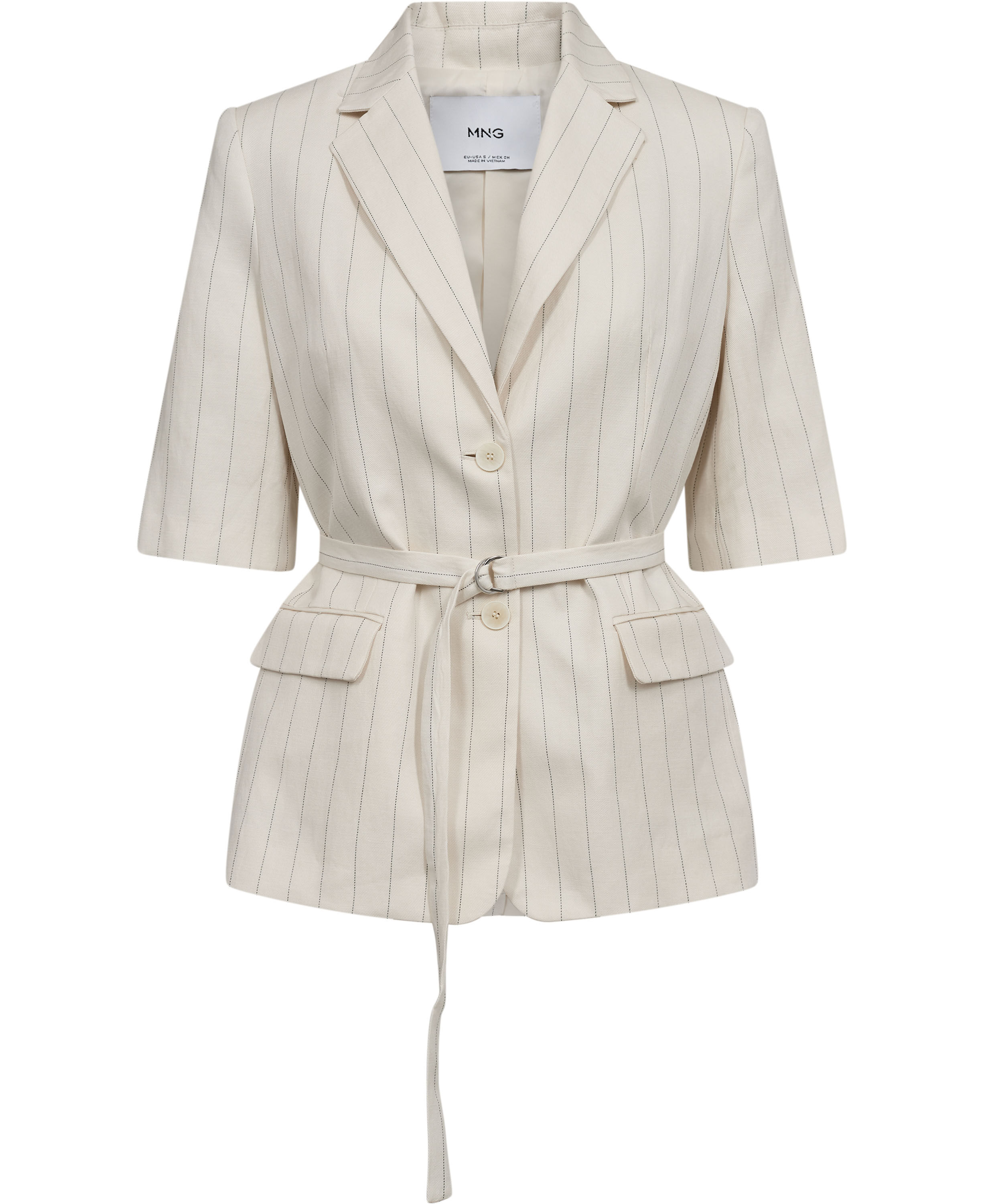 Linen suit jacket with belt