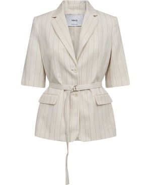 Linen suit jacket with belt
