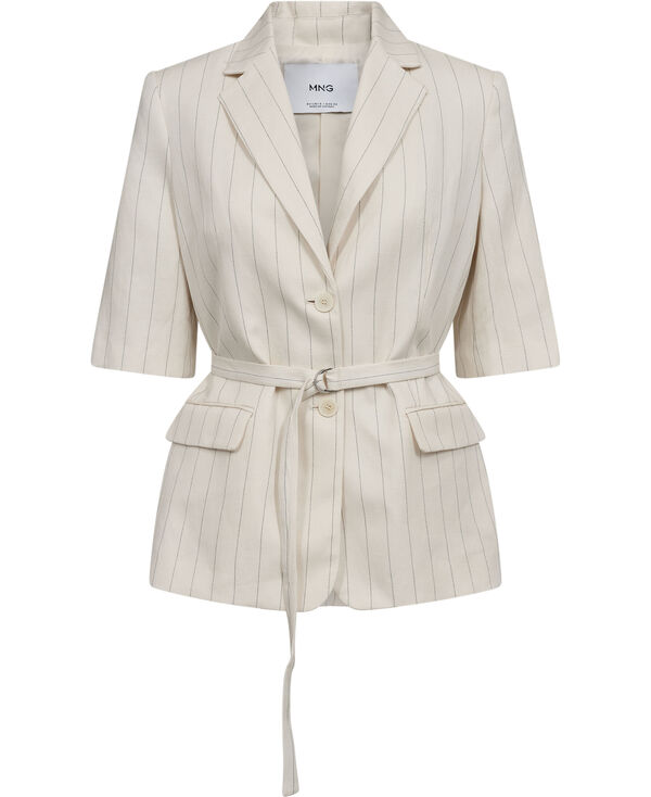 Linen Suit Jacket With Belt