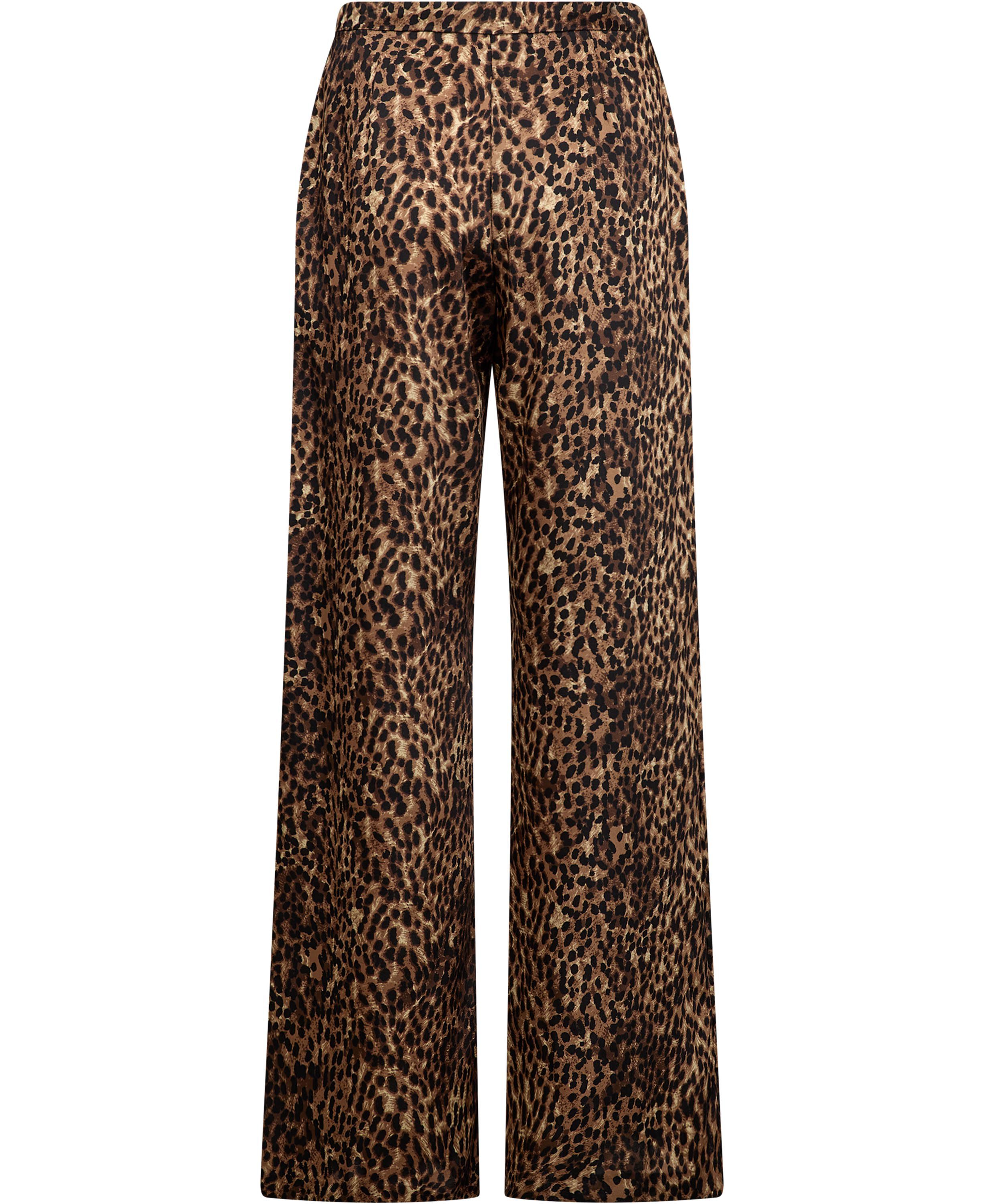 Leopard-print satin trousers