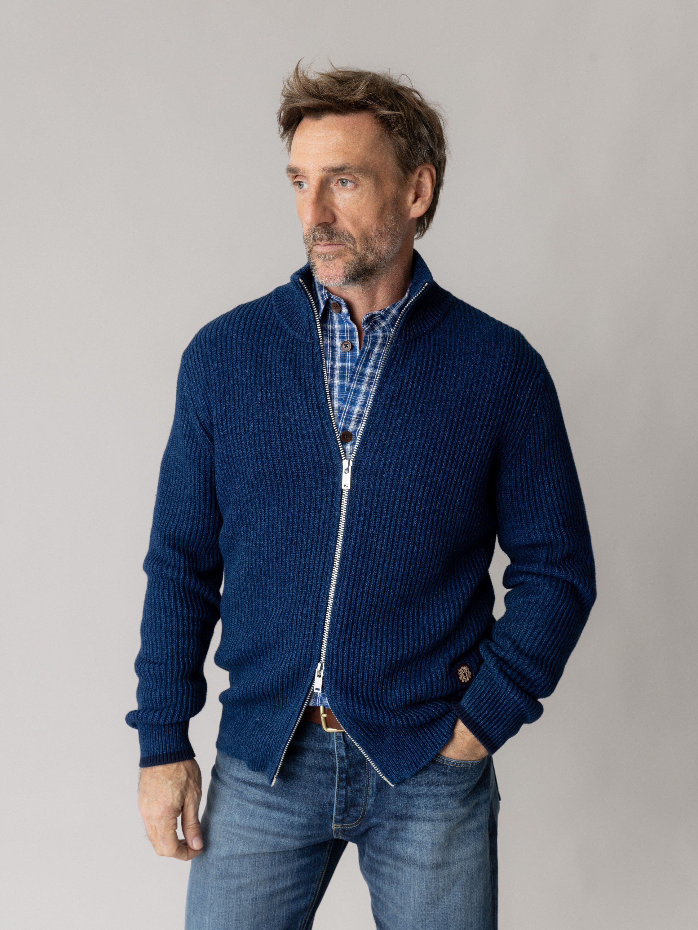 MMGIan Indigo Zip Cardigan