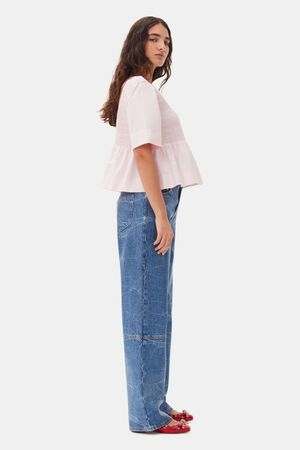 Cotton Poplin Open Back Smock Blous