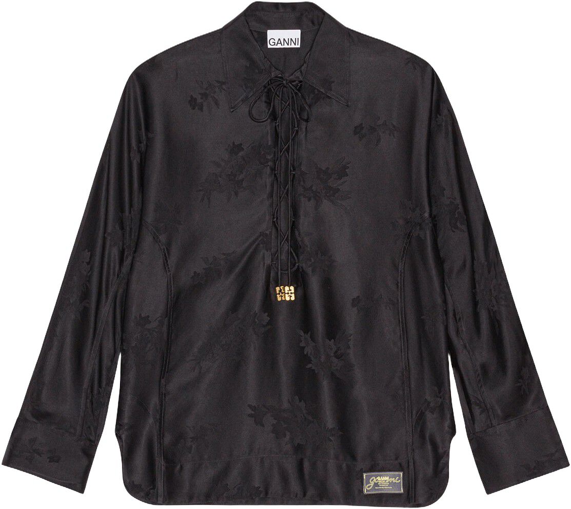 Fluid Satin Jacquard Tie String Rag