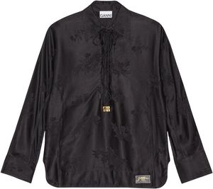 Fluid Satin Jacquard Tie String Rag