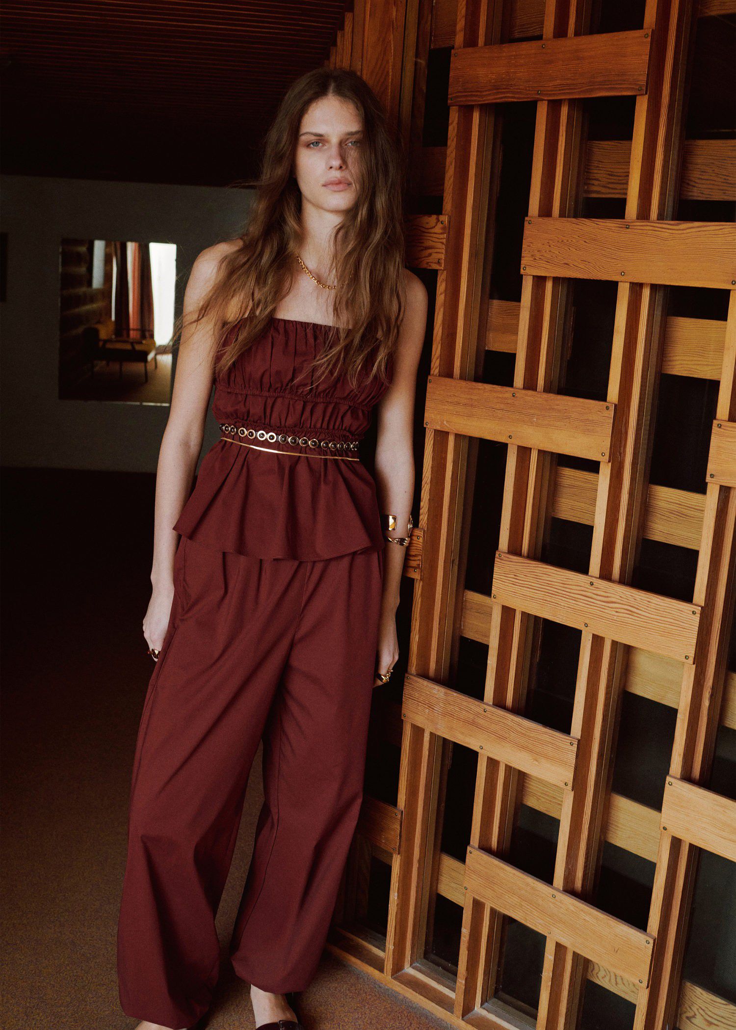 Balloon-style trousers with elastic