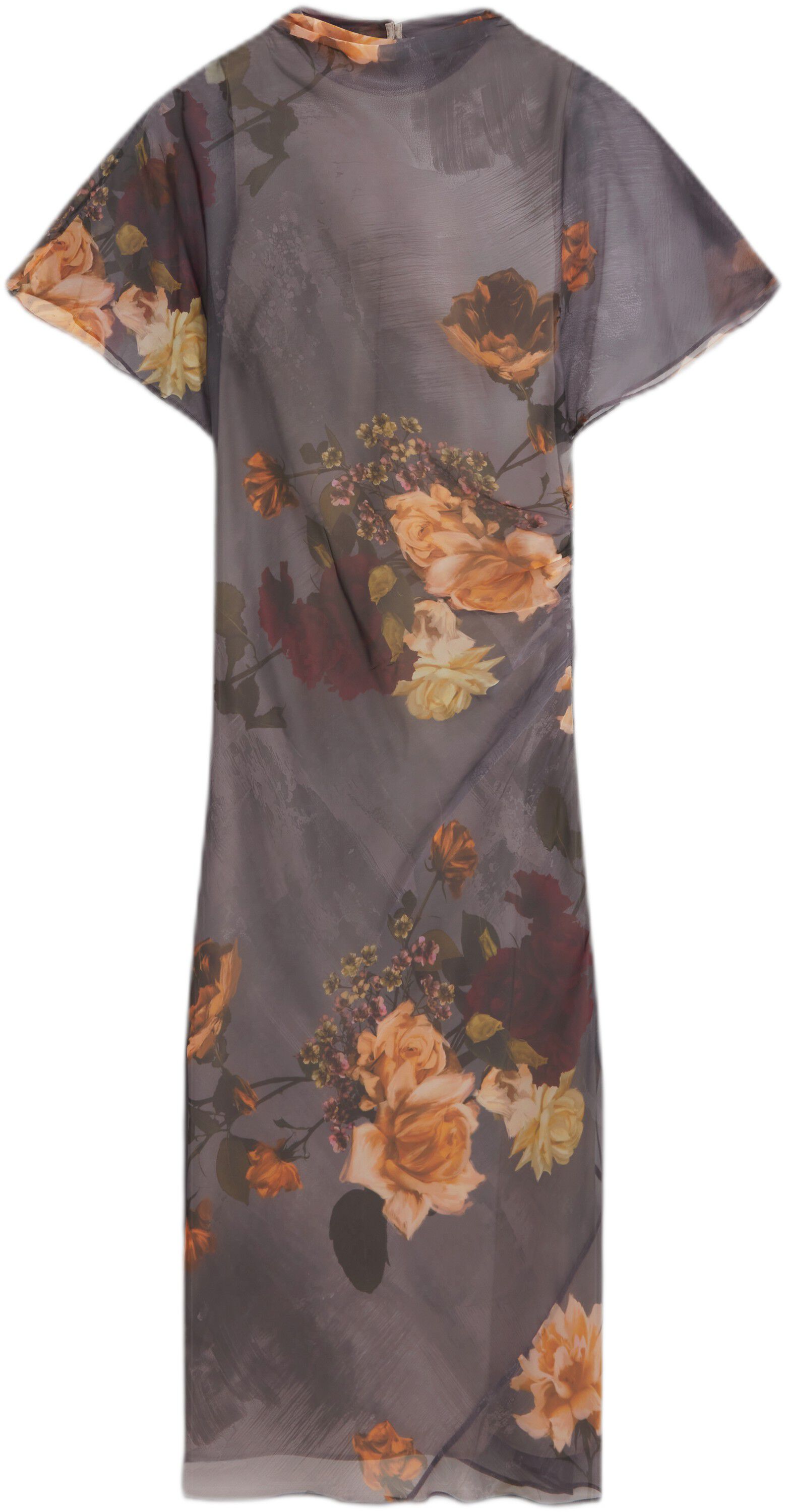 NOELHA Printed Drape Neck Midi Dres