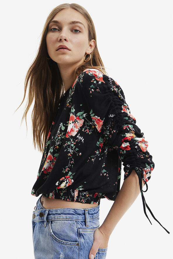 Adjustable floral print blouse