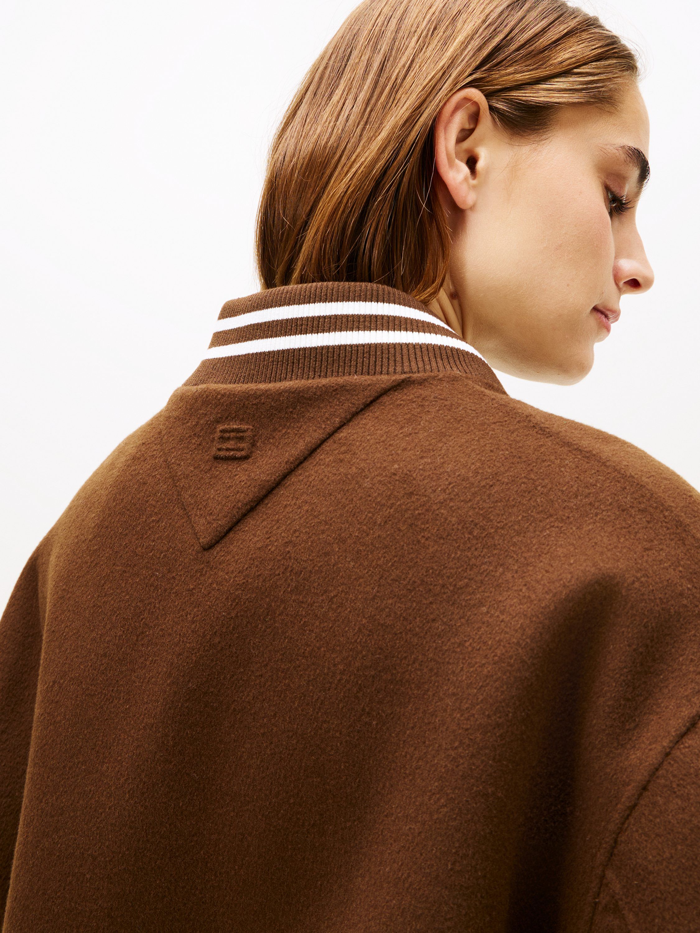 Double-Faced Wool Blend Bomber Jacket