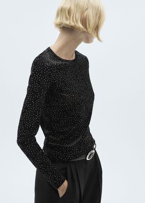 Long-sleeved t-shirt with rhineston