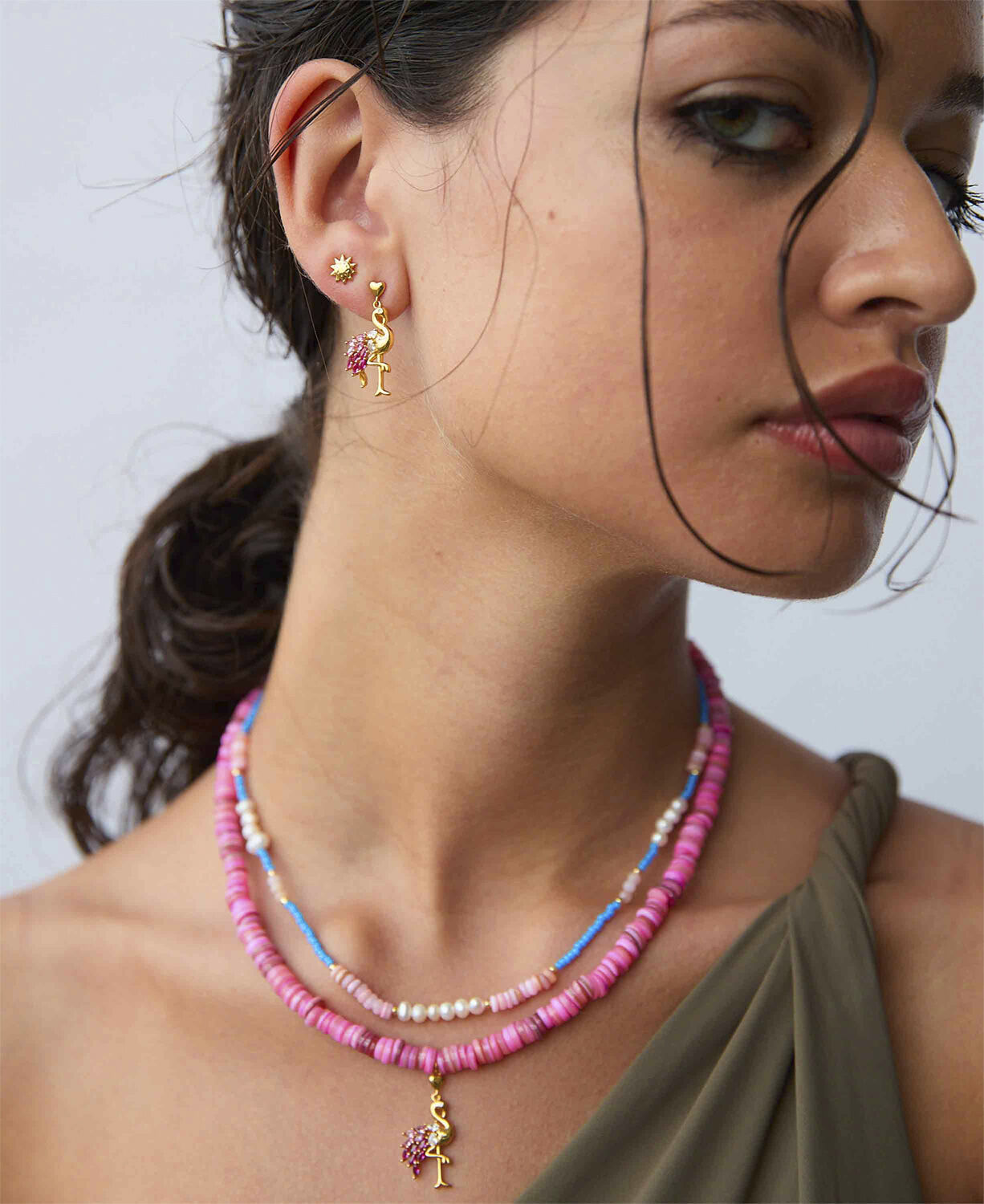 Pink flamingo halsk&aelig;de