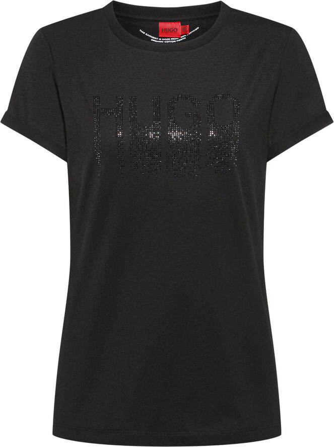 Rhinestone-logo slim-fit T-shirt in organic cotton