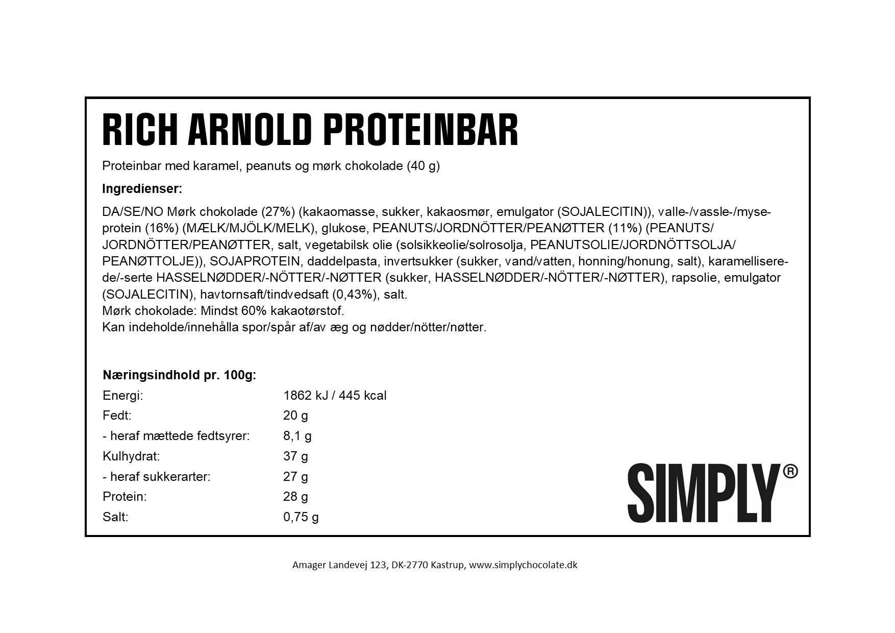 Simply&reg; RICH ARNOLD Proteinbar (40g)