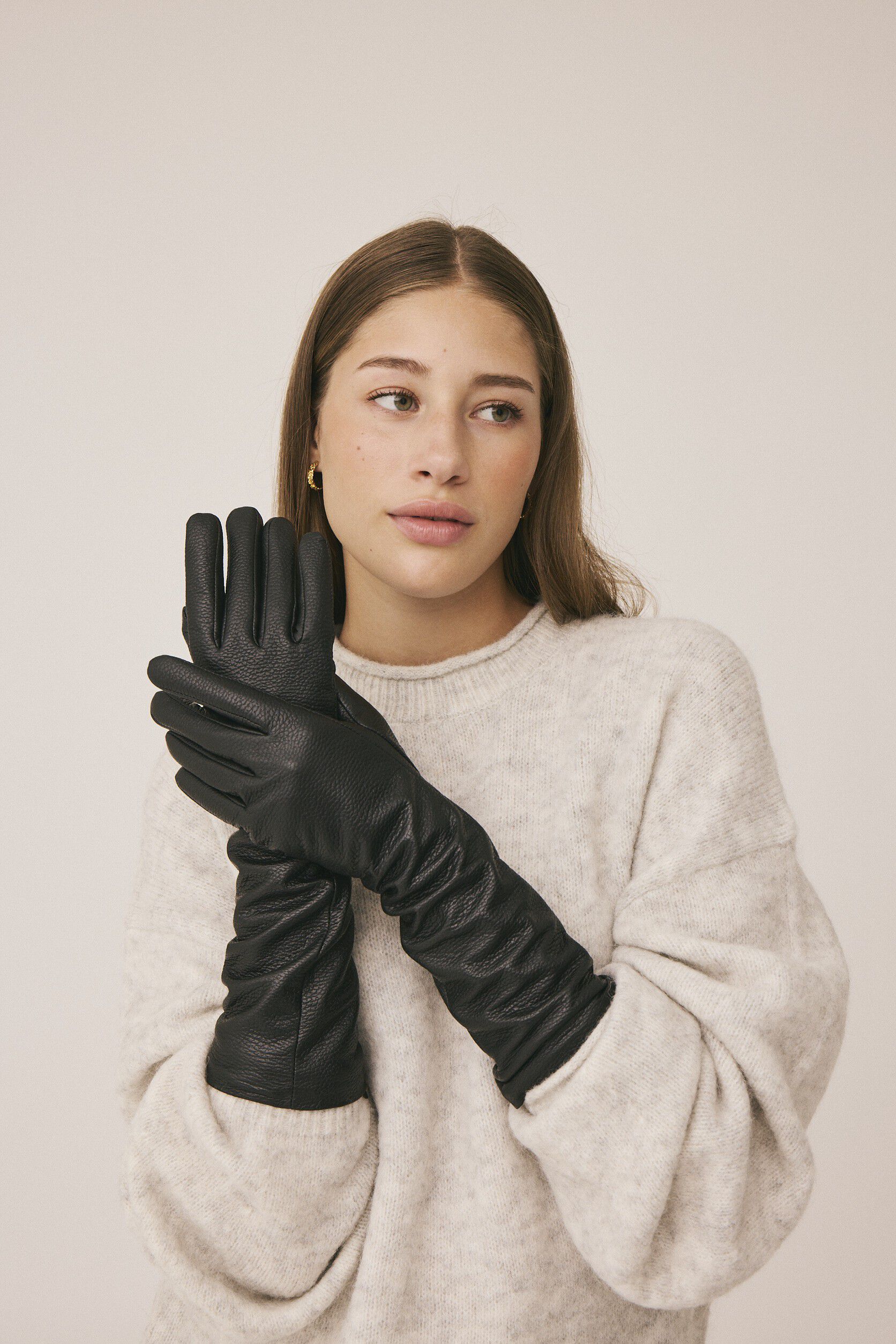 Maya 3 Lange l&aelig;der hansker - 100% l&aelig;der LWG