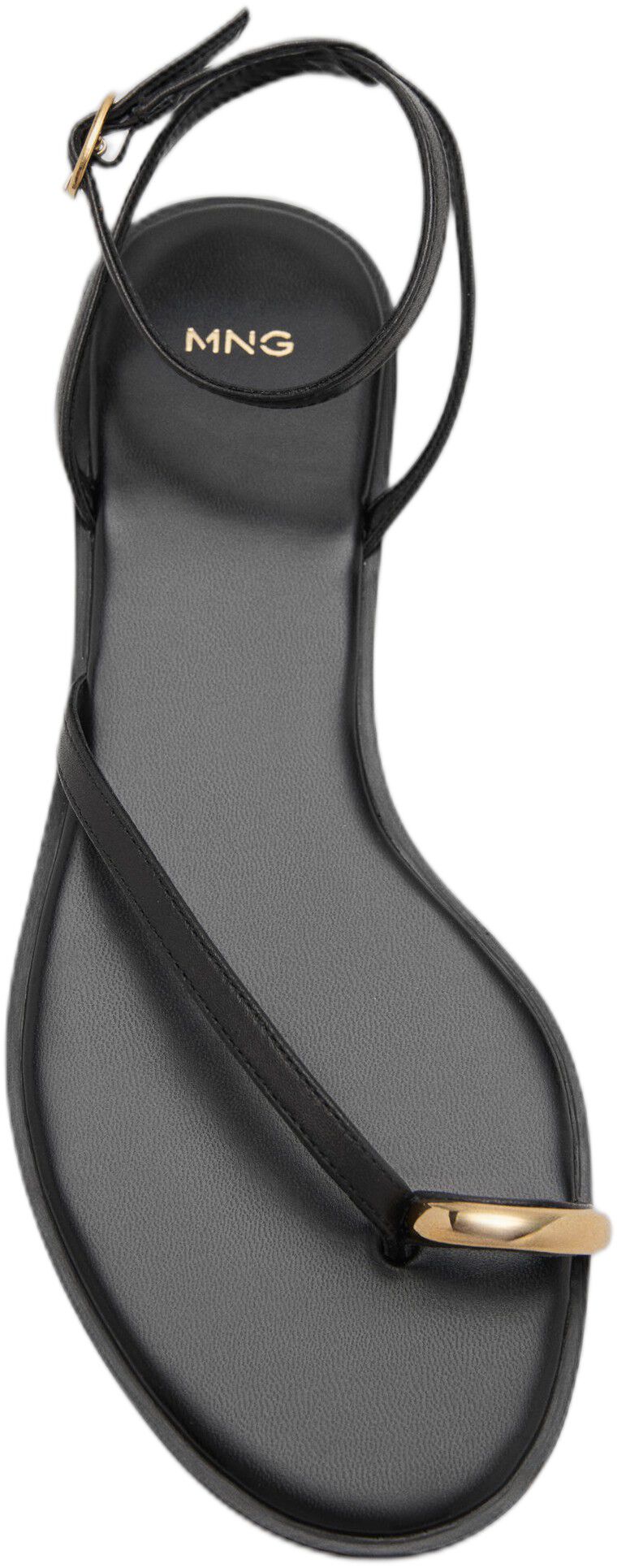 Leather strap sandals with metallic