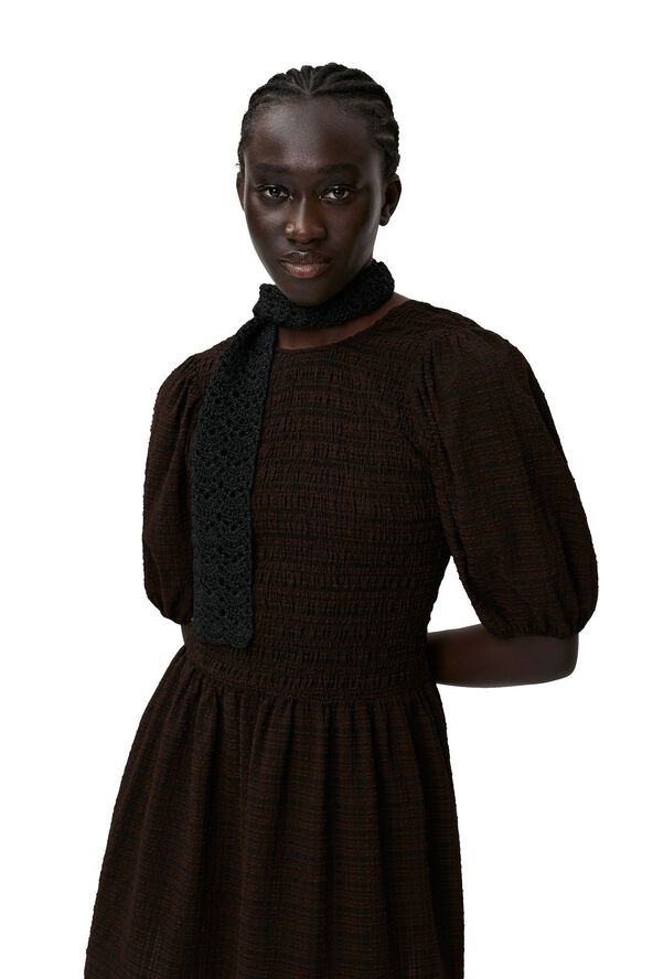 Stretch Seersucker Smock Mini Dress