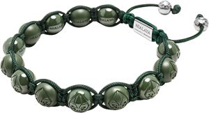 Men's Beaded Bracelet with Glossy Green, Matte Green Ceramic